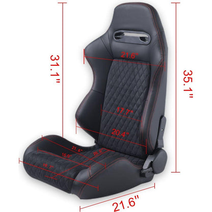 RACING SEAT HIGH QUALITY PVC WITH SUADE MATERIAL DOUBLE SLIDER 2PCS