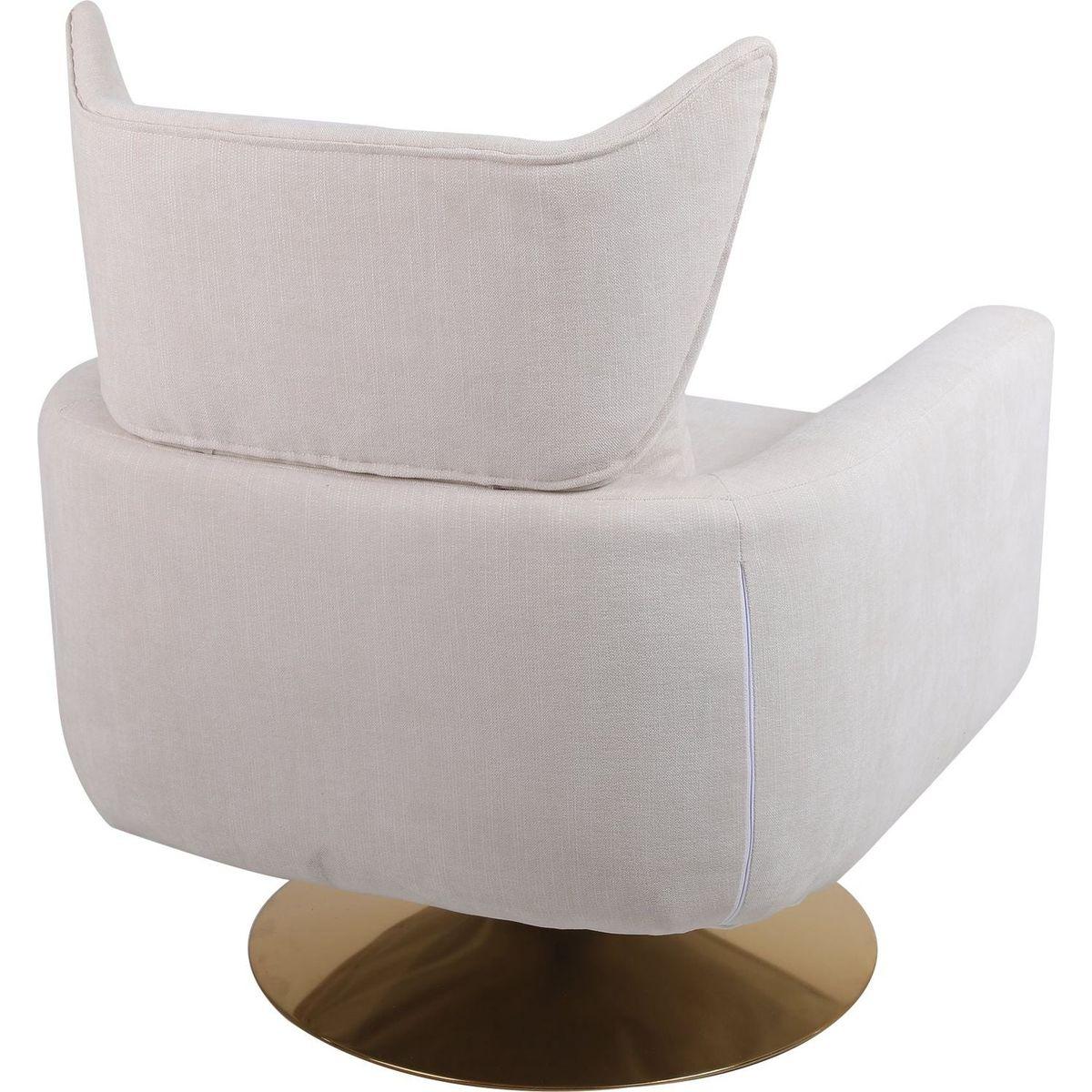 Classic Mid-Century 360-degree Swivel Accent Chair, Beige Linen