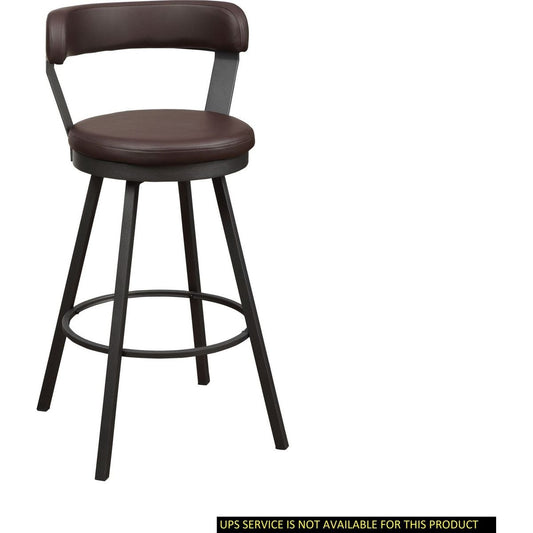 Pub Chairs 2pc Set Brown PU Upholstered Metal Base 29-inch Counter Height Chairs Seat 360-degree Swivel Dining Furniture