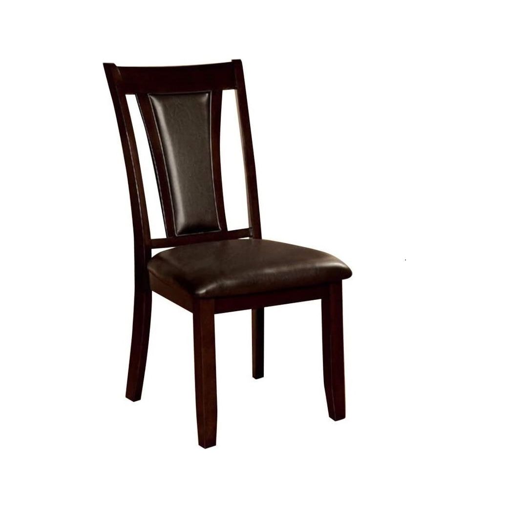 Contemporary Set of 2 Side Chairs Dark Cherry And Espresso Solid wood Chair Padded Leatherette Upholstered Seat Kitchen Dining Room Furniture