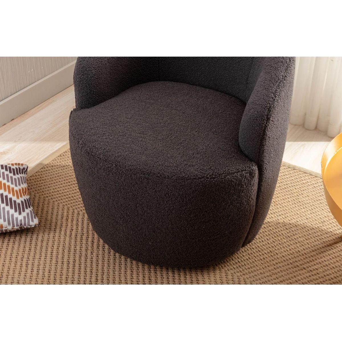 Teddy Fabric Swivel Accent Armchair Barrel Chair With Black Powder Coating Metal Ring,Dark Gray