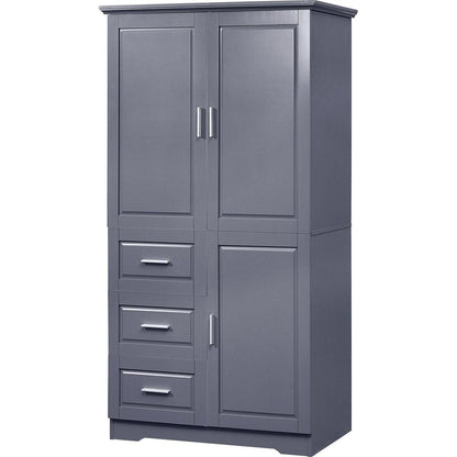 Tall and Wide Storage Cabinet with Doors for Bathroom/Office, Three Drawers, Grey