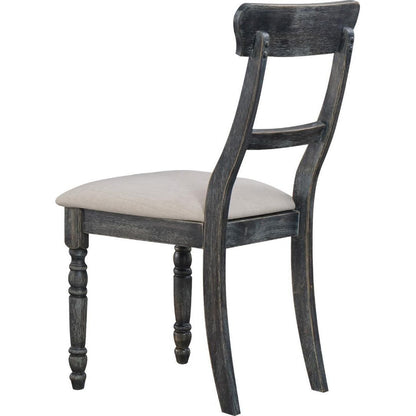 Leventis Side Chair (Set-2) in Light Brown Linen & Weathered Gray