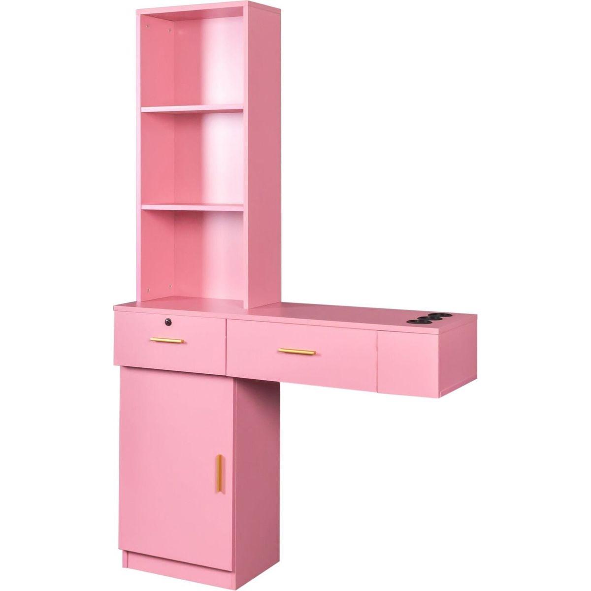 Pink modern simple hair desk, multi-layer storage space
