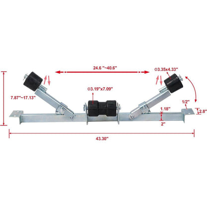 Boat Trailer Bottom Support Bracket with Keel Rollers capacity 1760lbs - Streamdale Furniture