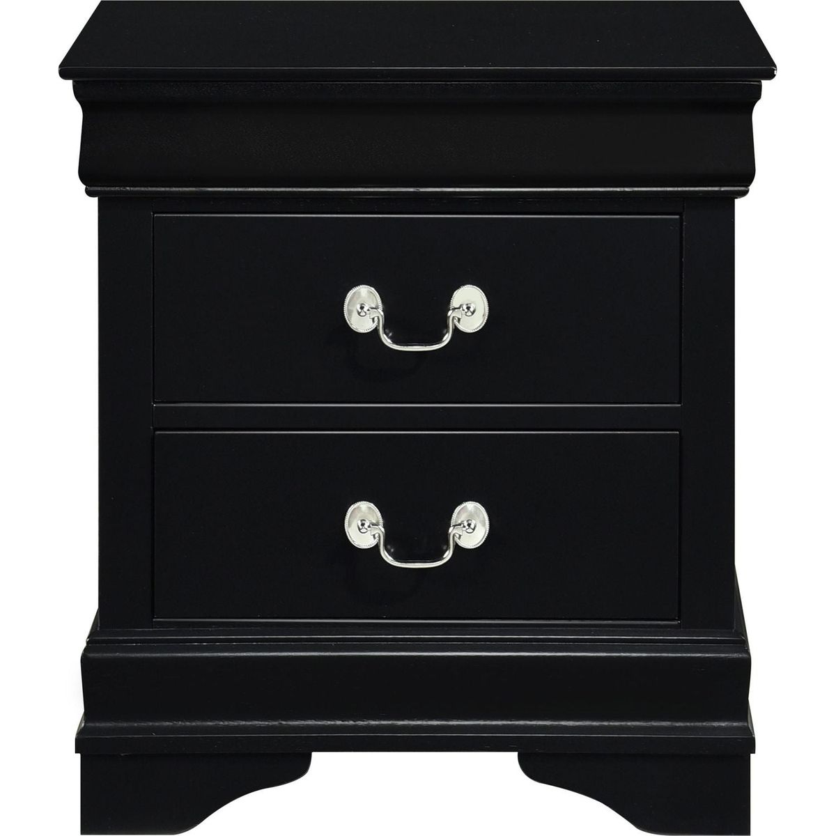 Classic Louis Philippe Style Black Finish 1pc Nightstand of Drawers Traditional Design Bedroom Furniture