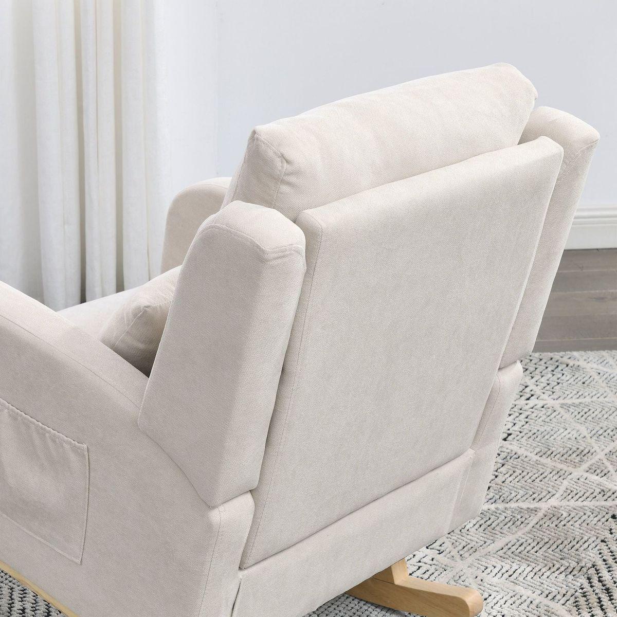 27.5" W Modern Accent High Back Living Room Casual Armchair Rocker with One Lumbar Pillow, Two Side Pockets.