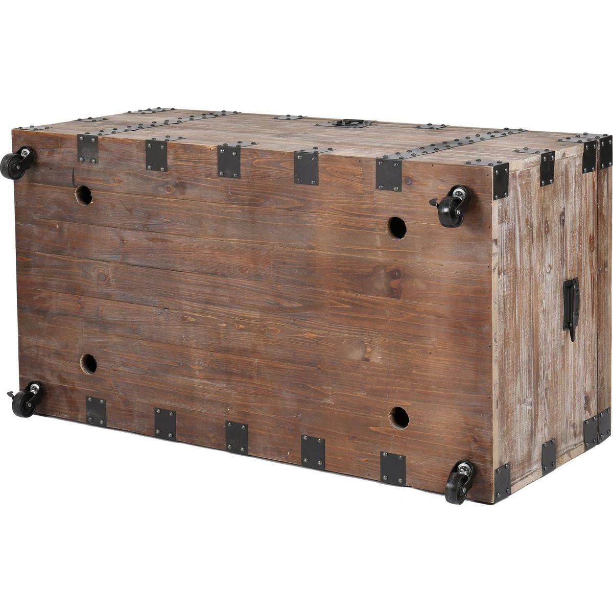 Antique Reclaimed Wood Gray Trunk Table And Side Table S/3 with Large Storage Dress Up Your Liviing Room