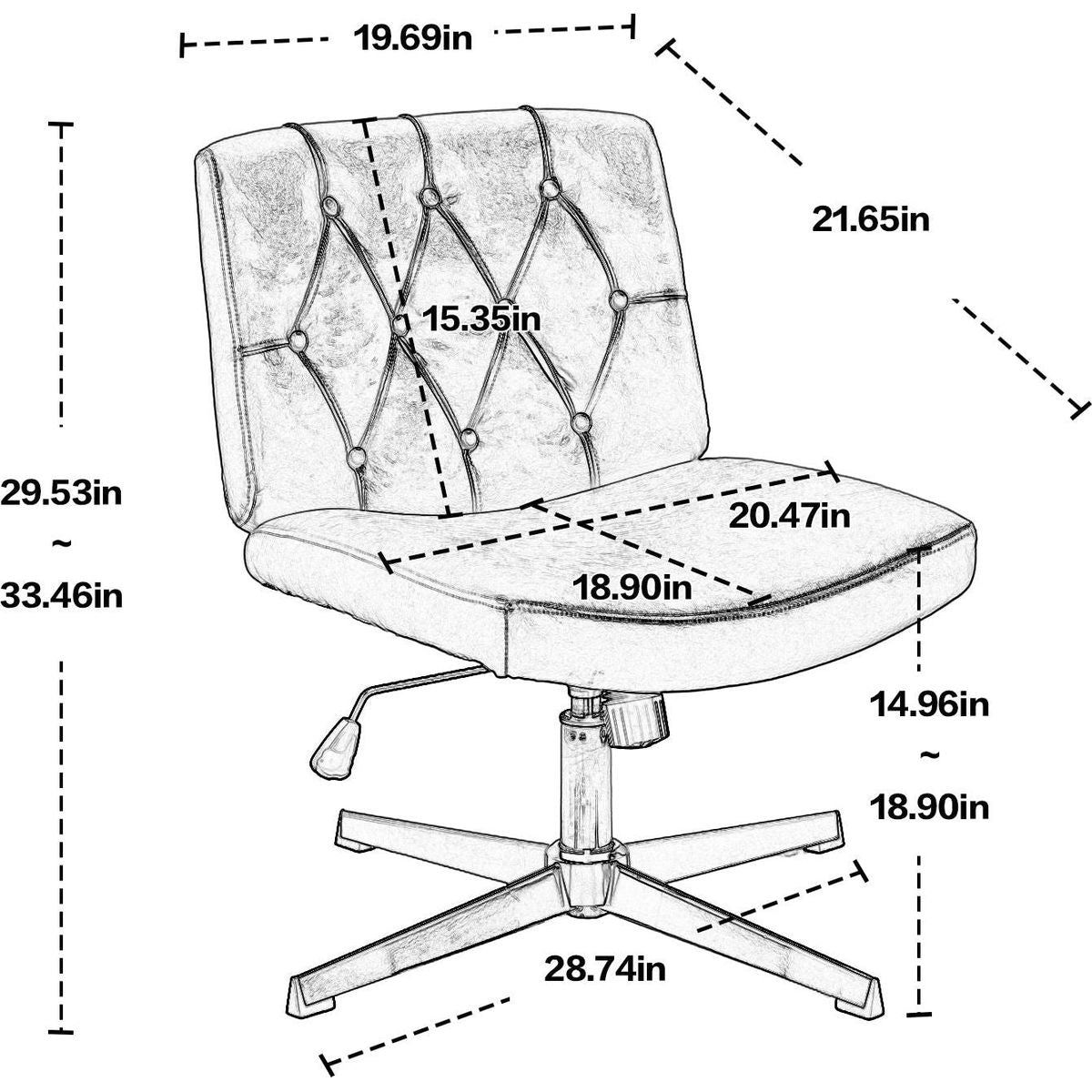 Home Office Desk Chair, Vanity Chair, Modern Adjustable Home Computer Executive Chair Swivel Task Chair for Small Space, Living Room, Make-up, Studying