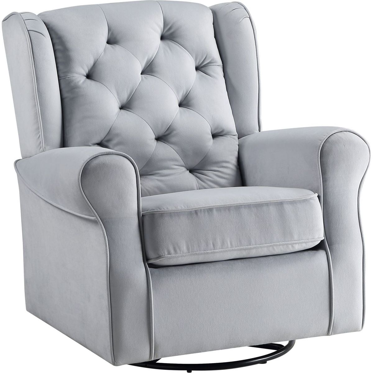 Zeger Swivel Chair w/Glider, Gray Fabric