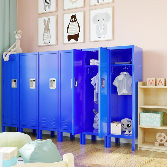 1 Door Tall Single Metal Locker-Retro Style Storage Cabinet--Industrial Furniture--For Living Room/Bedroom/Storage Room/Gym/School--Blue