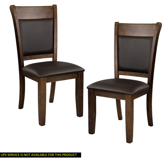 Classic Light Rustic Brown Finish Wooden Side Chairs 2pc Set Upholstered Seat Back Casual Dining Room Furniture