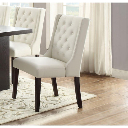 Modern Faux Leather White Tufted Set of 2 Chairs Dining Seat Chair