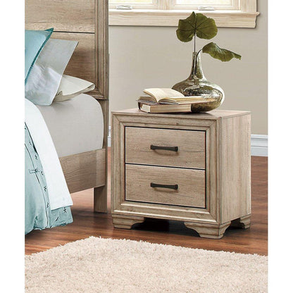 Contemporary Bedroom Furniture 1pc Nightstand of Drawers Natural Finish Melamine Laminate Bed Side Table