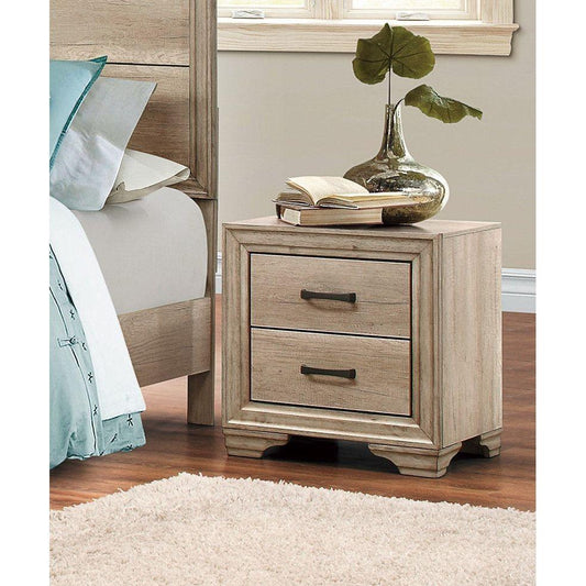 Contemporary Bedroom Furniture 1pc Nightstand of Drawers Natural Finish Melamine Laminate Bed Side Table
