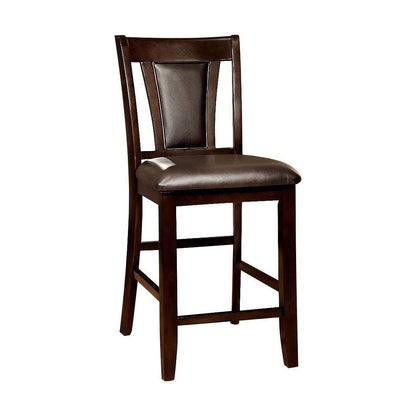 Contemporary Set of 2 Counter Height Chairs Dark Cherry And Espresso Solid wood Chair Padded Leatherette Upholstered Seat Kitchen Dining Room Furniture