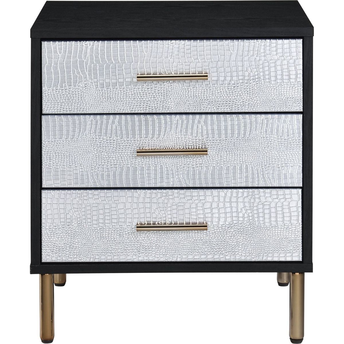 Myles Nightstand, Black, Silver & Gold Finish