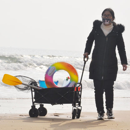 Folding Wagon Garden Shopping Beach Cart black+yellow