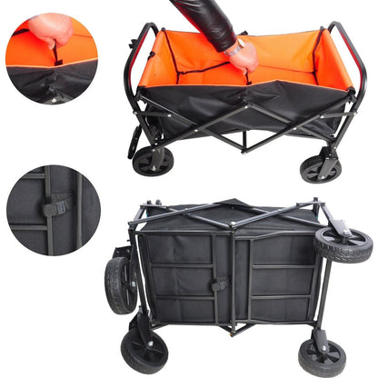Folding Wagon Garden Shopping Beach Cart black+yellow