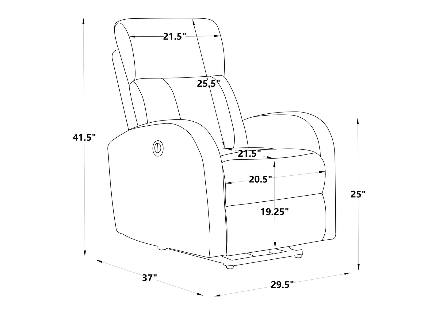 Cork Power Recliner with USB Charger