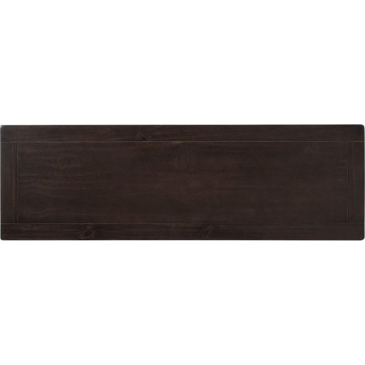 Retro Design Console Table with Two Open Shelves, Pine Solid Wood Frame and Legs for Living Room (Espresso+Beige)