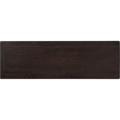 Retro Design Console Table with Two Open Shelves, Pine Solid Wood Frame and Legs for Living Room (Espresso+Beige)