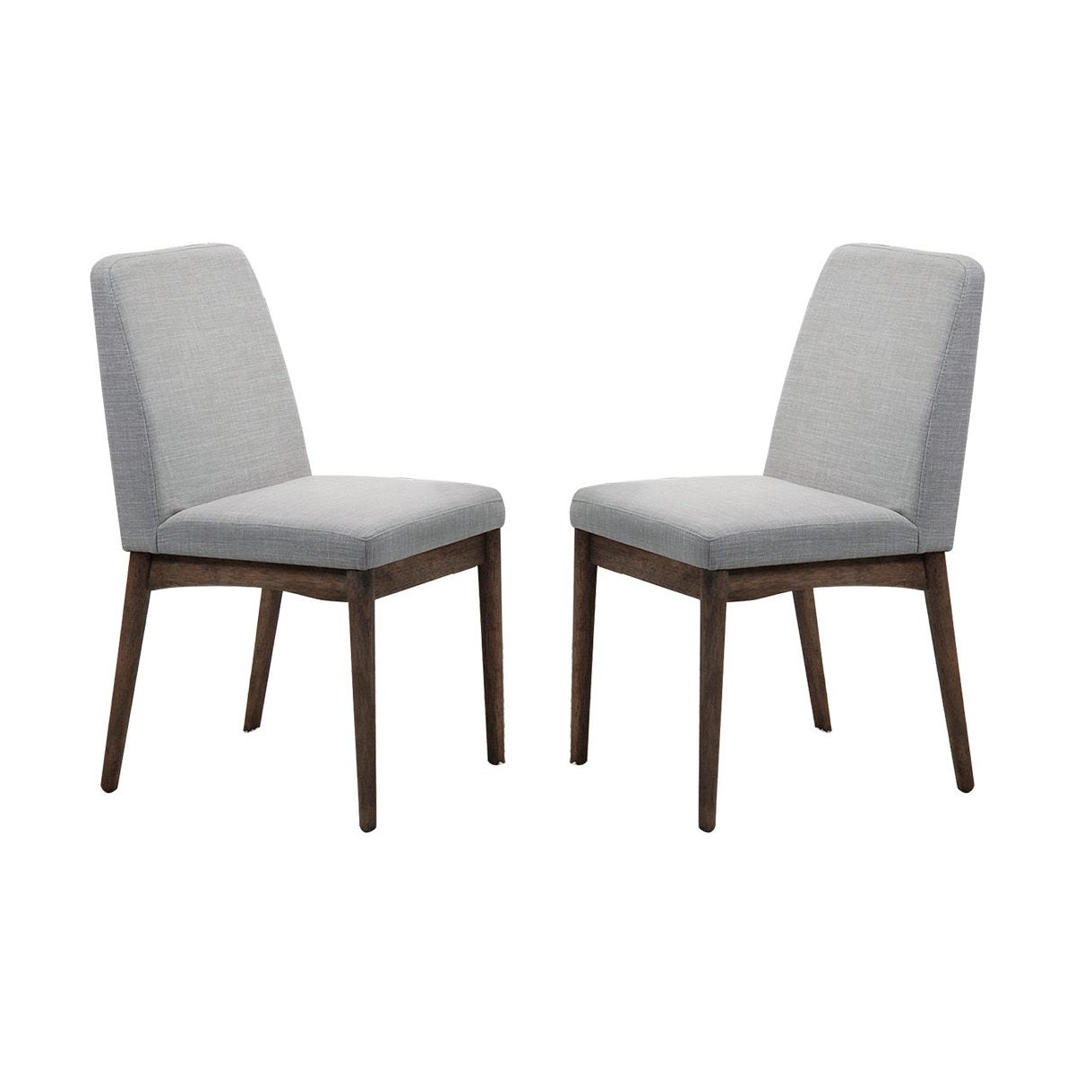 Grey Fabric Upholstered Dining Chair, Brown (Set of 2)