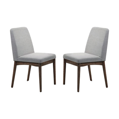 Grey Fabric Upholstered Dining Chair, Brown (Set of 2)