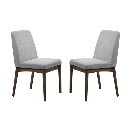 Grey Fabric Upholstered Dining Chair, Brown (Set of 2)