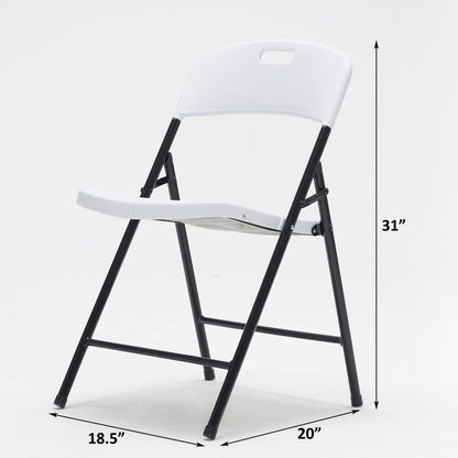 4 Pack Portable Plastic Folding Chairs, Sturdy Design, Indoor/Outdoor Events, Perfect for Camping/Picnic/Tailgating/Party, Easy to Clean, White