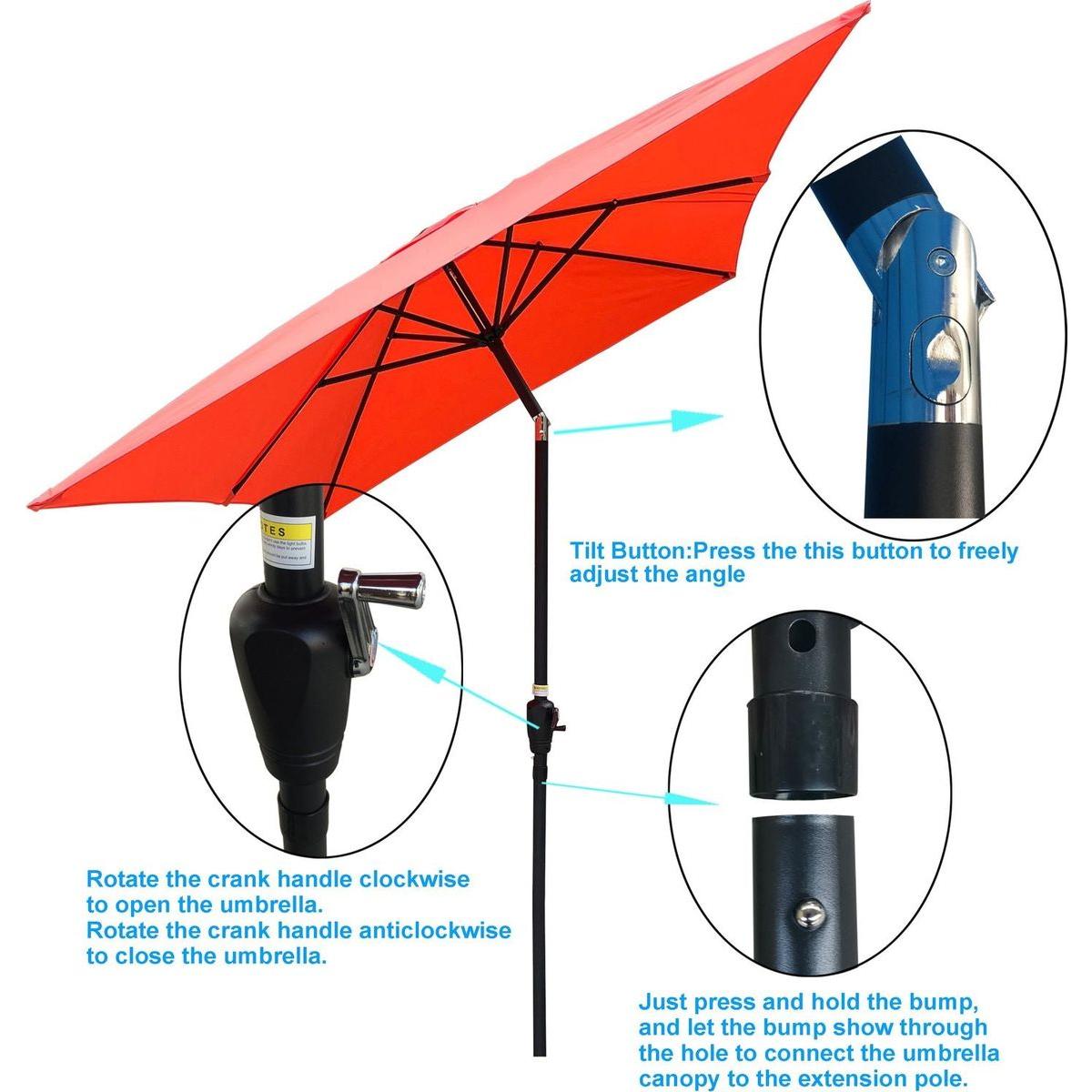 6 x 9ft Patio Umbrella Outdoor Waterproof Umbrella with Crank and Push Button Tilt without flap for Garden Backyard Pool Swimming Pool Market