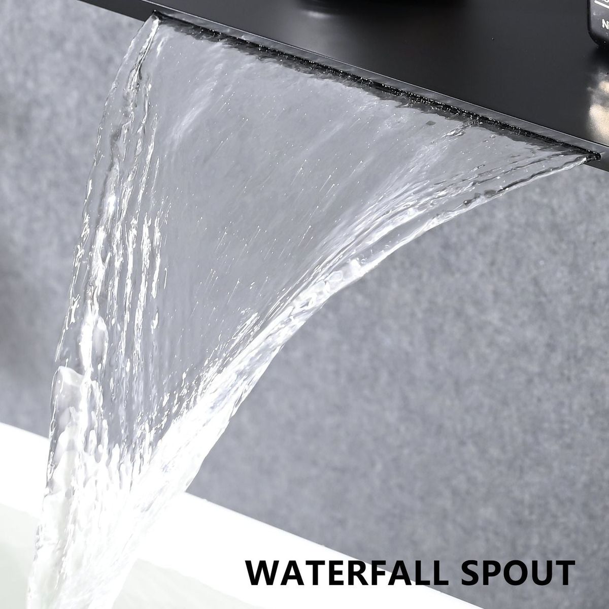 Single Handle Waterfall Wall Mounted Bathroom Sink Faucet