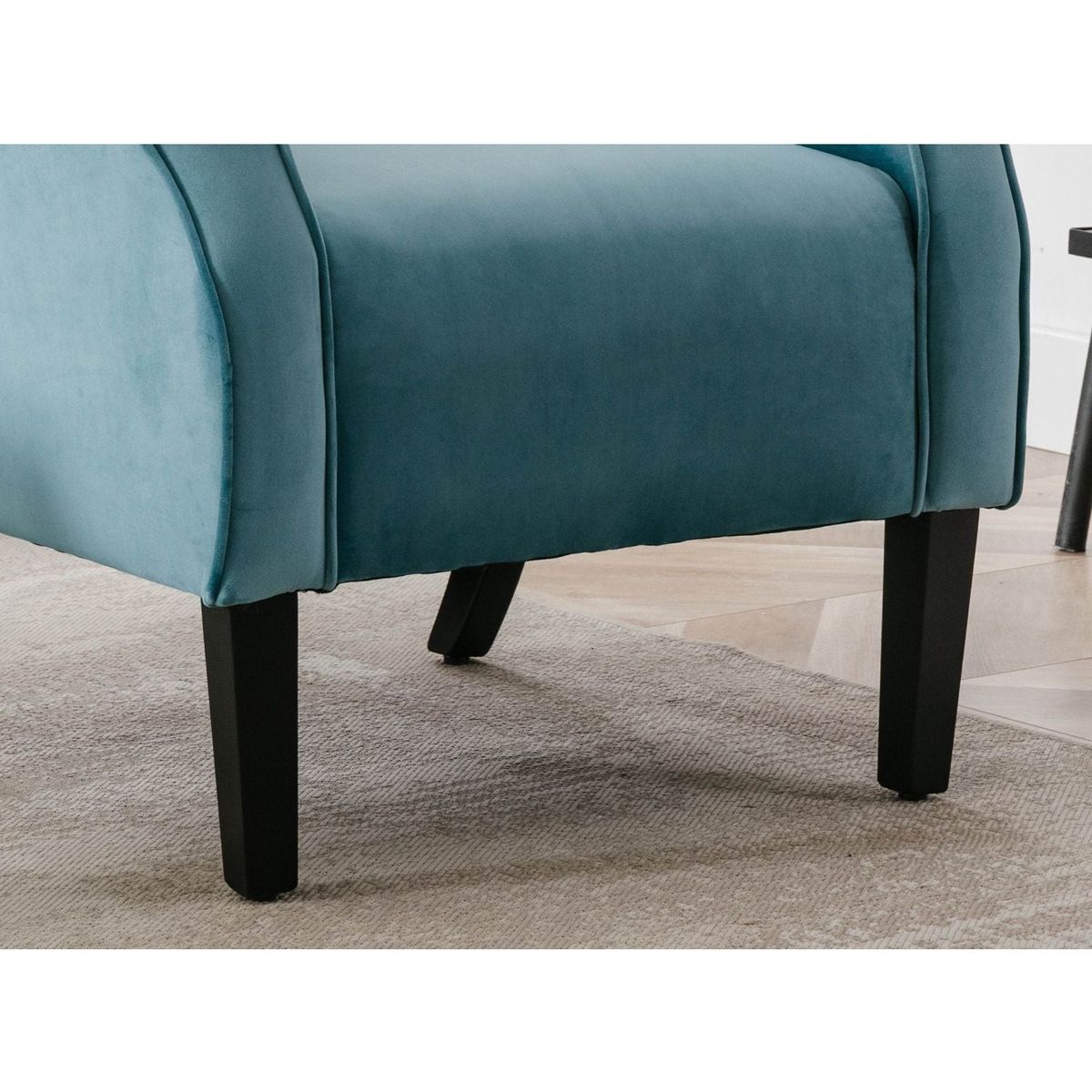 Stylish Living Room Furniture 1pc Accent Chair Blue Button-Tufted Back Rolled-Arms Black Legs Modern Design Furniture