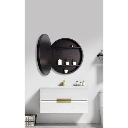 24x24 inch Black Metal Framed Wall mount Bathroom Medicine Cabinet with Mirror