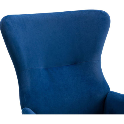 Velvet Fabric Padded Seat Rocking Chair With High Backrest And Armrests