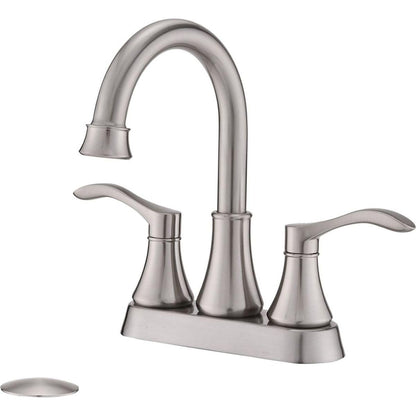 4 inches Centerset Bathroom Faucet 360" Swivel Spout, with Pop Up Drain - Brushed Nickel