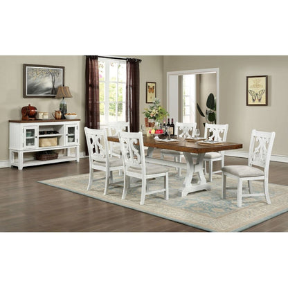 Lavish Design Distressed White 2pcs Dining Chairs Only, Gray Padded Fabric Seat Dining Room Kitchen Furniture Solid wood decorative Back