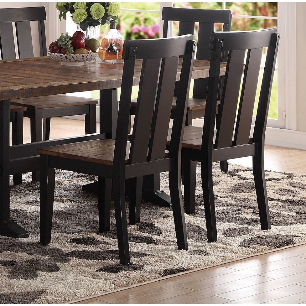 Natural Solid wood Dark Brown hues Set of 2 Chairs Dining Room Seatings Chair