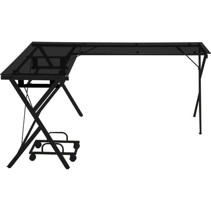 Dazenus Computer Desk in Black Glass & Black Finish