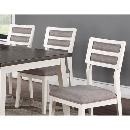 Beautiful Unique Set of 2 Side Chairs White And Grey Kitchen Dining Room Furniture Ladder back Design Chairs Cushion Upholstered