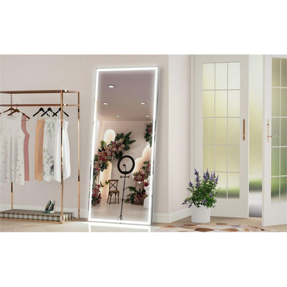 72X32 inch Oversized LED Bathroom Mirror Wall Mounted Mirror with 3 Color Modes Aluminum Frame Wall Mirror Large Full Length Mirror with Lights Lighted Full Body Mirror for Bedroom Living Room, Silver