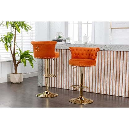 COOLMORE Swivel Bar Stools Set of 2 Adjustable Counter Height Chairs with Footrest for Kitchen, Dining Room 2PC/SET