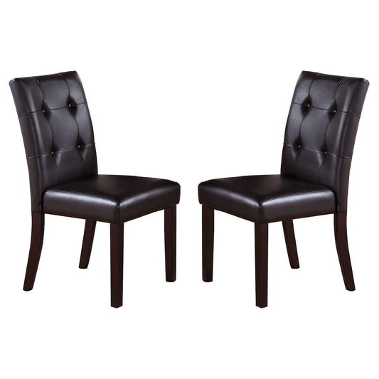 Leroux Upholstered Dining Chairs With Button Tufted, Dark Brown(Set of 2)