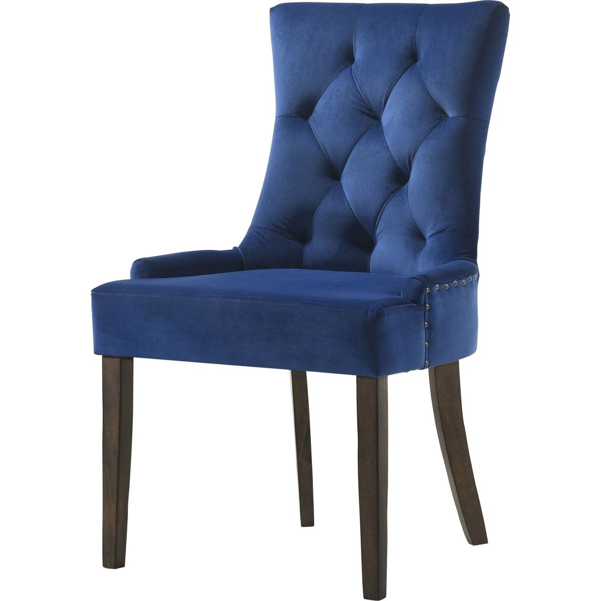 Farren Side Chair, Blue Velvet & Espresso Finish