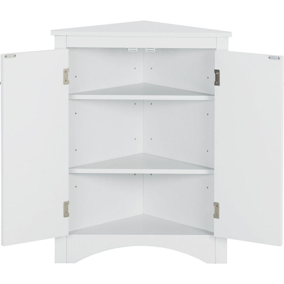 White Triangle Bathroom Storage Cabinet with Adjustable Shelves, Freestanding Floor Cabinet for Home Kitchen