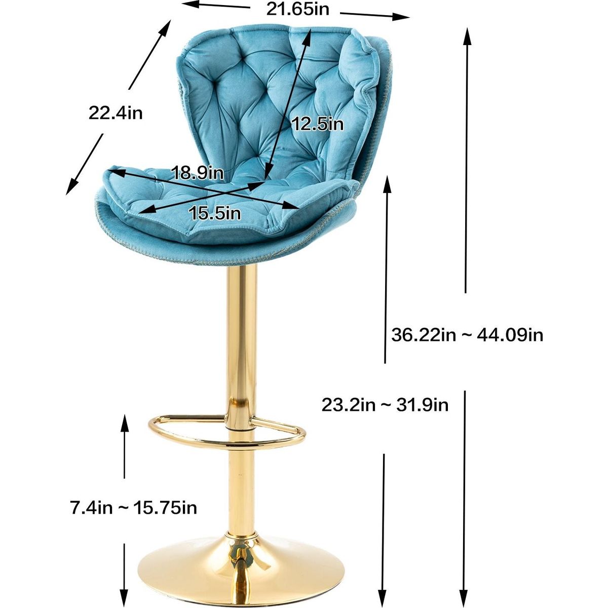 Swivel Bar Stools Set of 2 Adjustable Counter Height Chairs with Footrest for Kitchen, Dining Room 2PC/SET