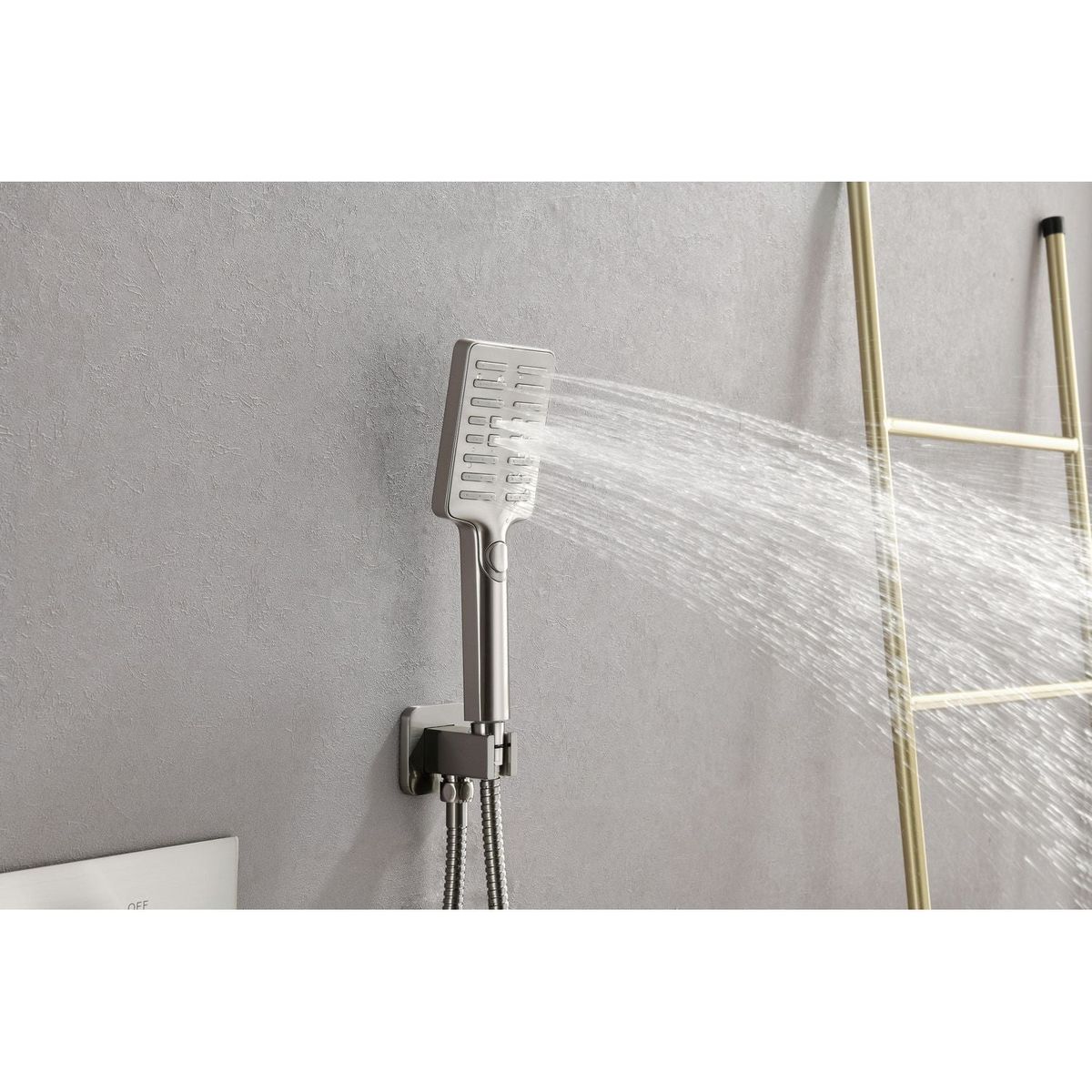 Wall Mounted Waterfall Rain Shower System With 3 Body Sprays & Handheld Shower