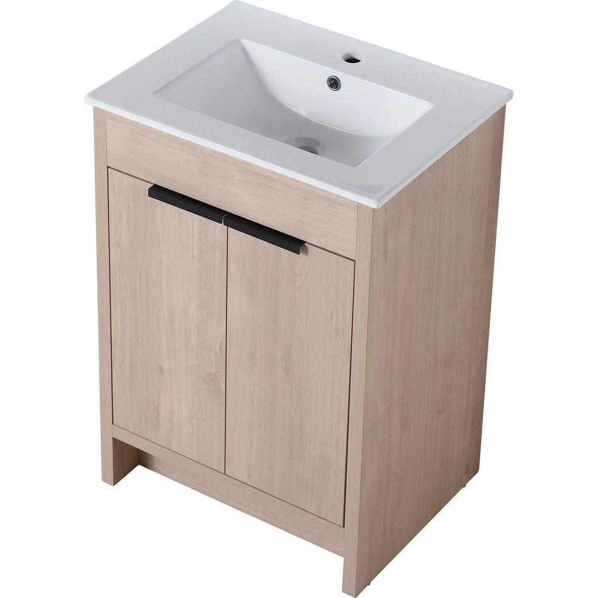 Freestanding Bathroom Vanity with White Ceramic Sink & 2 Soft-Close Cabinet Doors ((KD-PACKING),BLO-G-BL9060B),W1286S