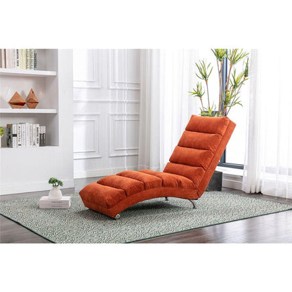 Linen Chaise Lounge Indoor Chair, Modern Long Lounger for Office or Living Room