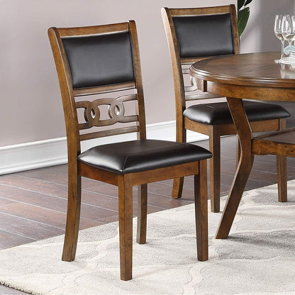 Dining Room Furniture Walnut Finish Set of 2 Side Chairs Cushion Seats Unique Back Kitchen Breakfast Chairs